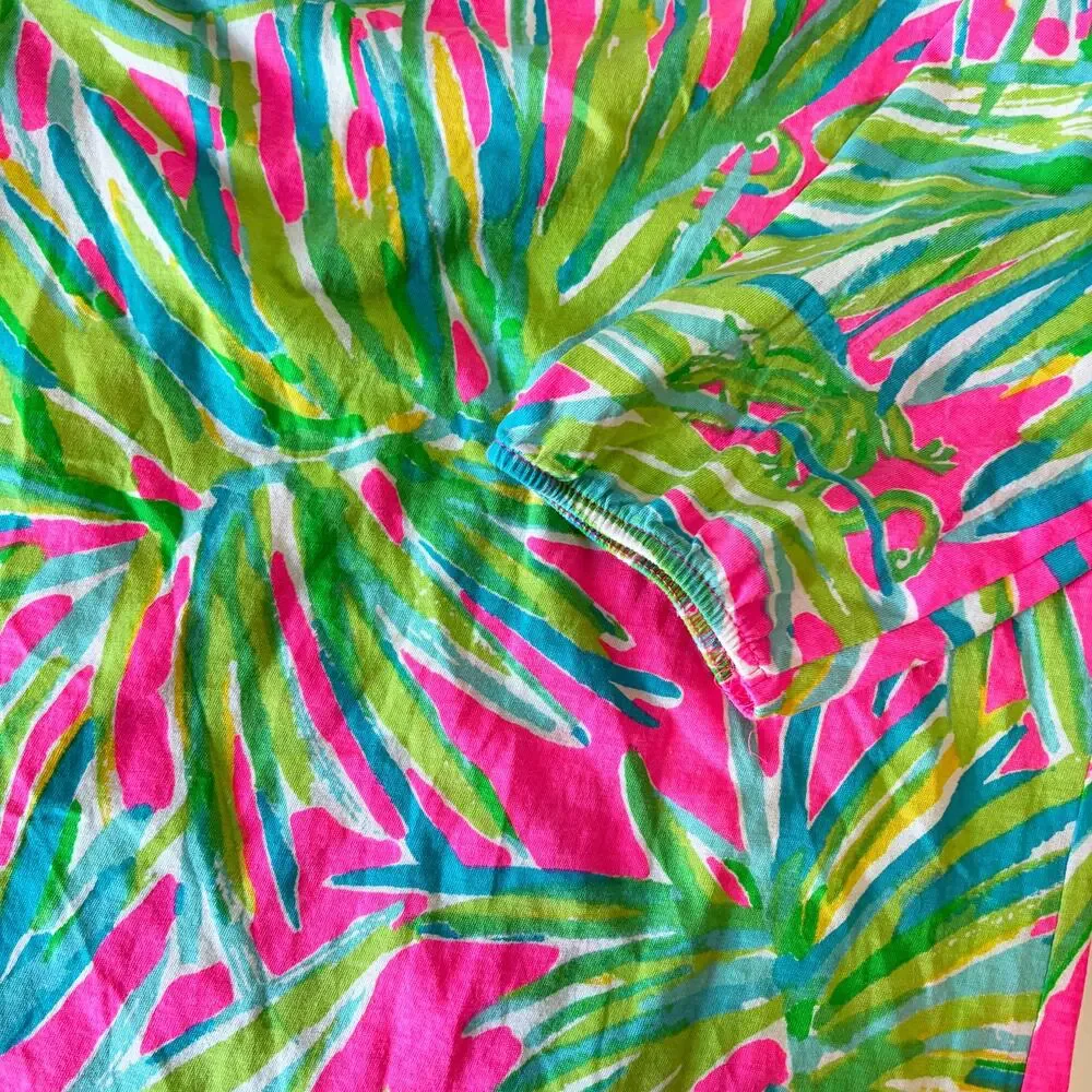 LILLY PULITZER Enna Off Shoulder Girl Mini Dress in Tiki Pink Royal Lime Size XL